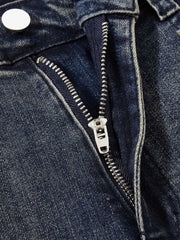 Denim Wide-Leg Flared Jeans with Stud Details for Women 