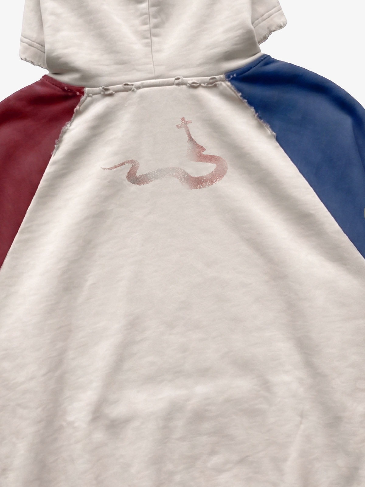Skeleton Ribcage Graphic Distressed Raglan Hoodie