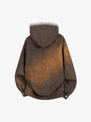 Studded Hooded Faux-Fur Collar Jacket
