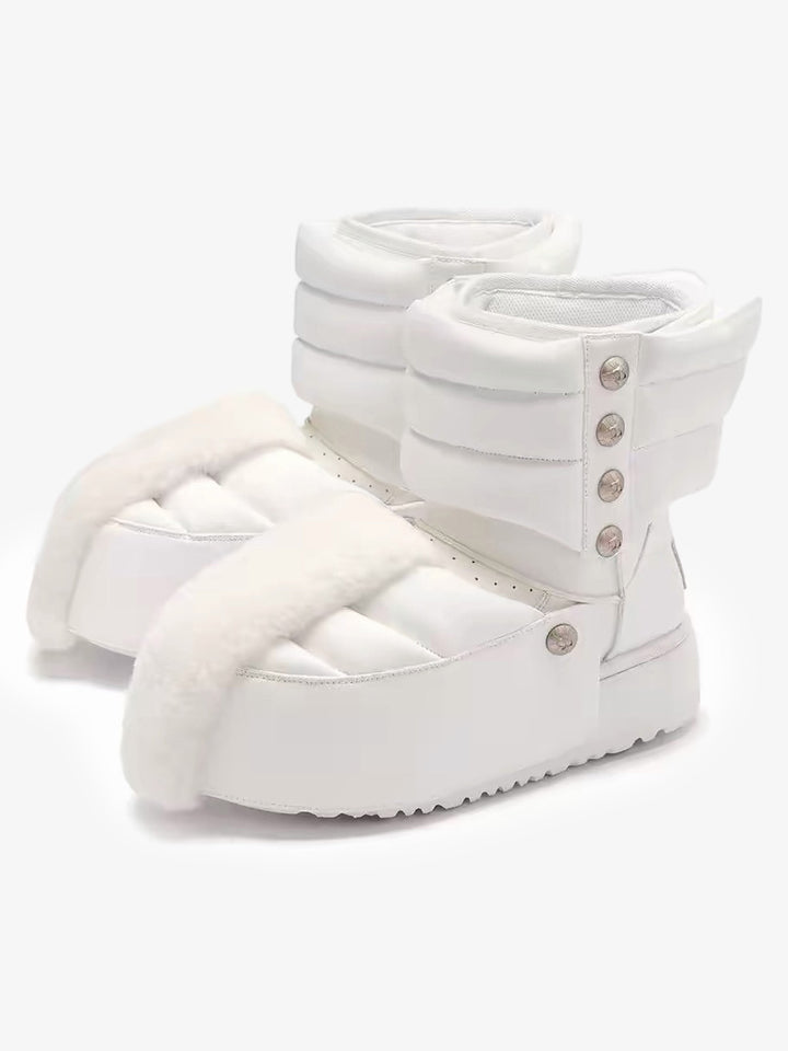 Faux-Fur Trim Padded Platform Snow Boots