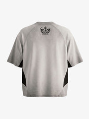 Faux Suede Panel Graphic T-Shirt 