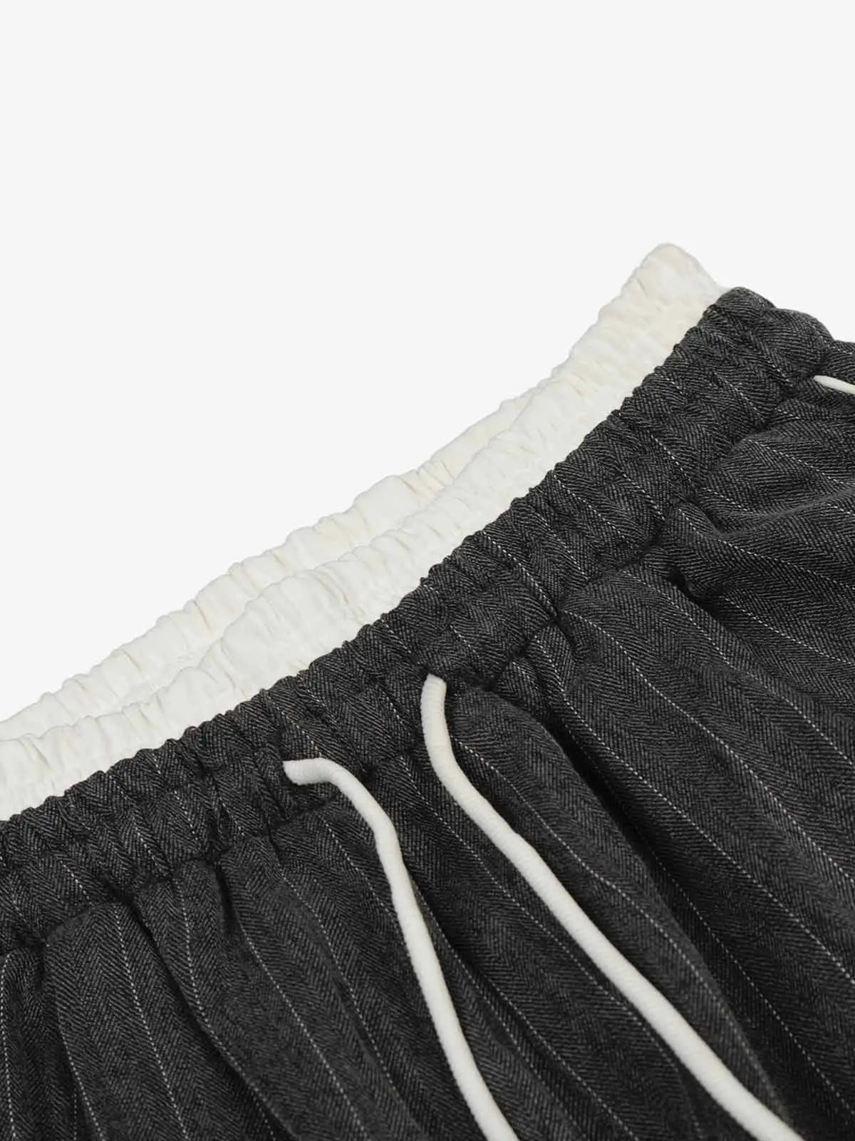 Pinstripe Elastic Waist Wide Leg Pants 