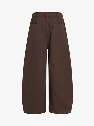 Drawstring Pleated Barrel Pants 