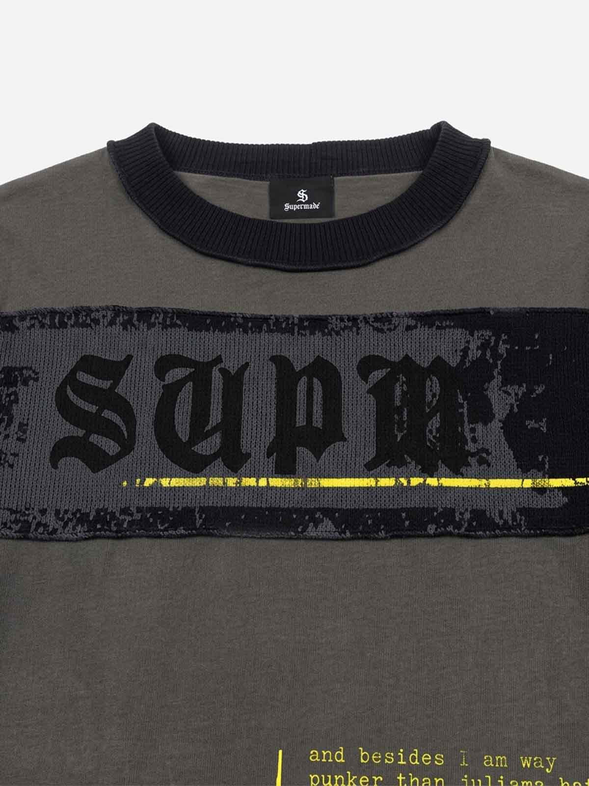 SUPM Portrait Graphic Distressed Long Sleeve Tee