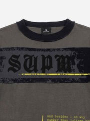 SUPM Portrait Graphic Distressed Long Sleeve Tee
