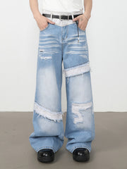 Patchwork-Jeans im Used-Look