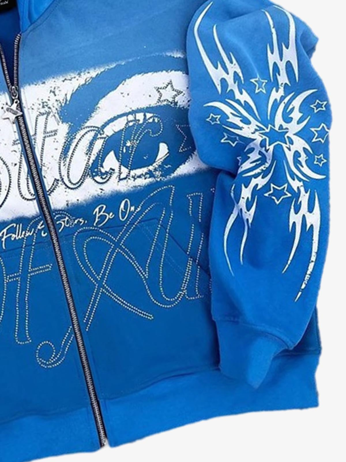 American Retro 3D Printed Zip-Up Sweatshirt