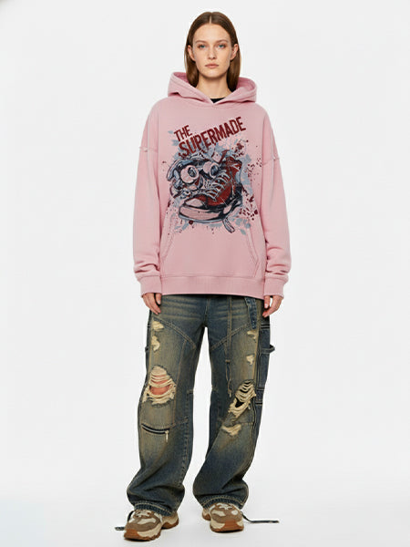 Stylish Graphic Hoodie with Bold Sneaker Design for Casual Wear 