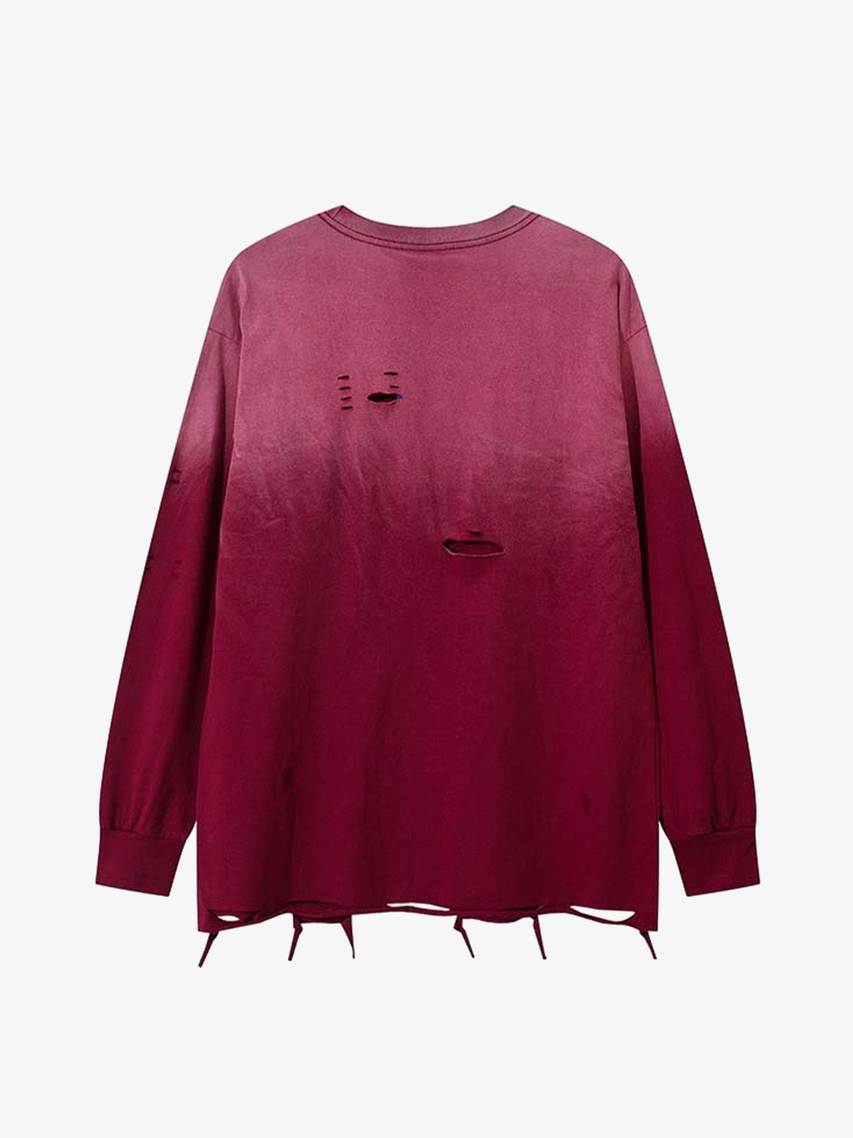 Gradient Hole Contrast Color Long Sleeve T-shirt 