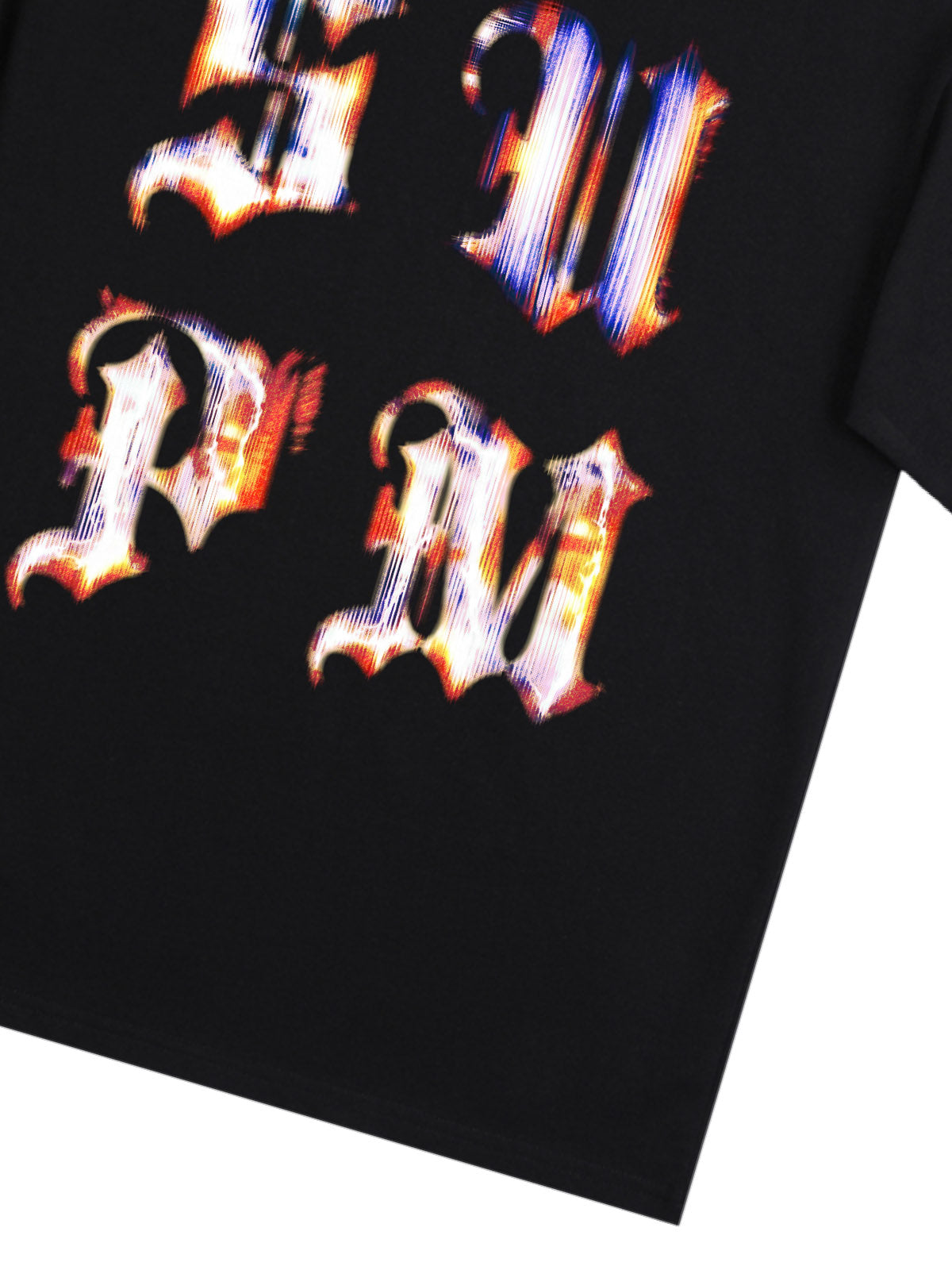 Cotton Logo Letter Design Short-Sleeve T-Shirt - Features Retro Digital Glitch Letter Print, Unisex 