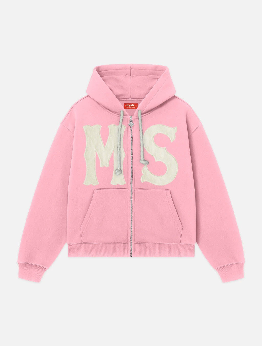 Letter Flocked Hooded Cardigan Sweatshirt