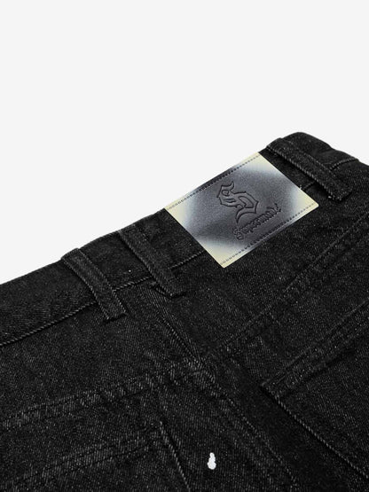 Paint Splatter Stripe Panel Barrel Jeans