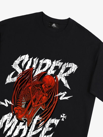 Street Angel and Devil Hatching Pattern T-shirt 