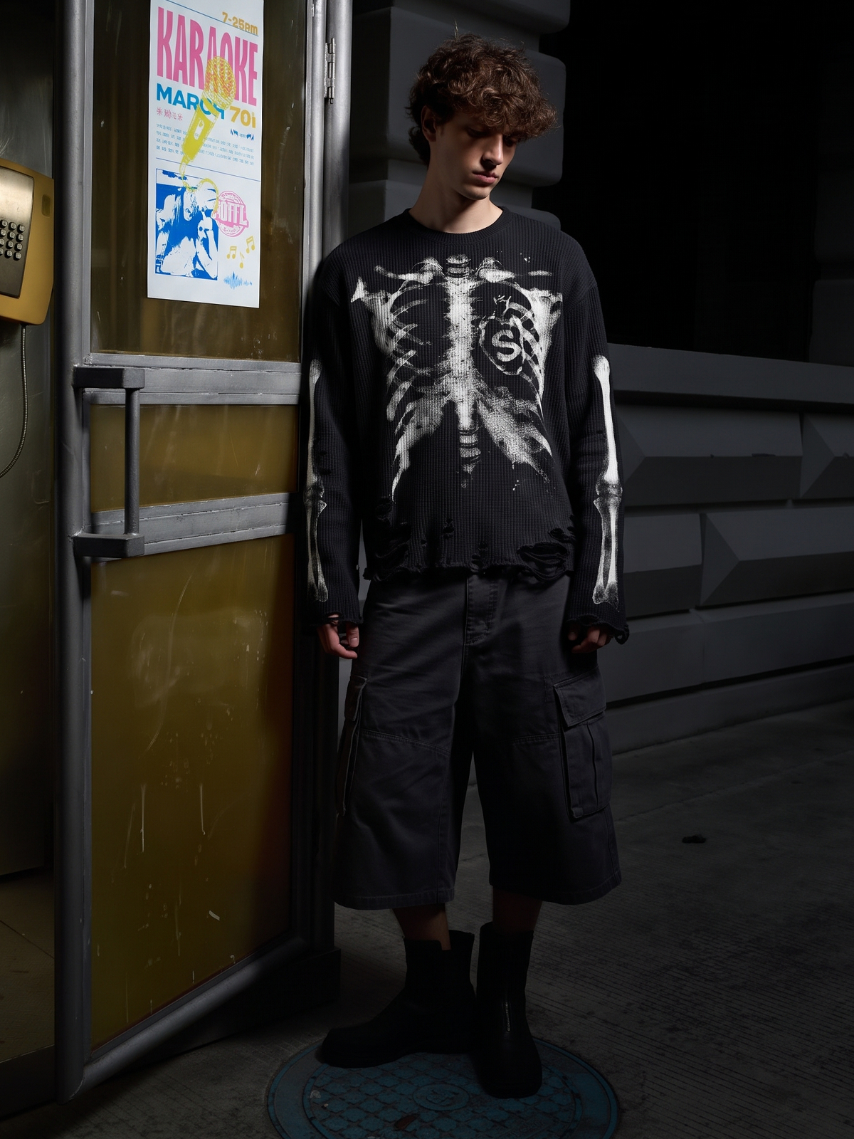 Skull Graphic Distressed Knit Sweater