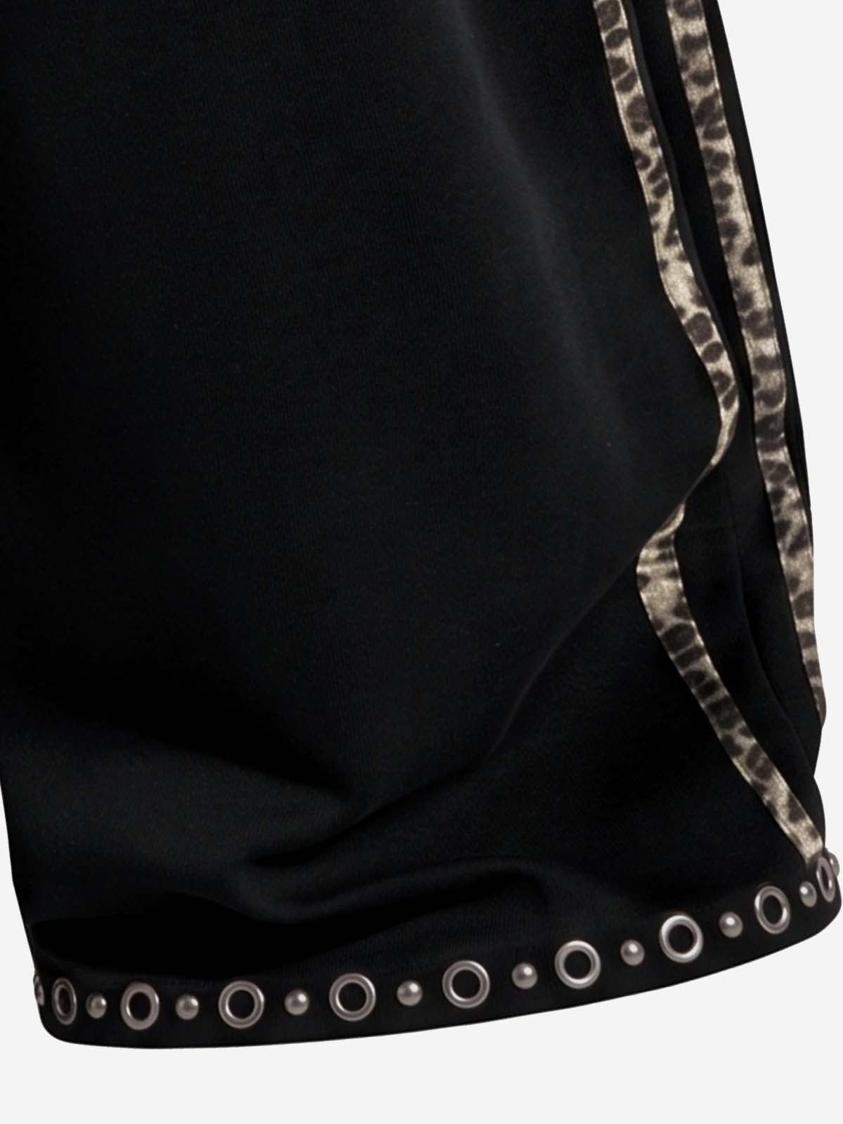 Leopard Stripe Studded Patchwork Casual Pants