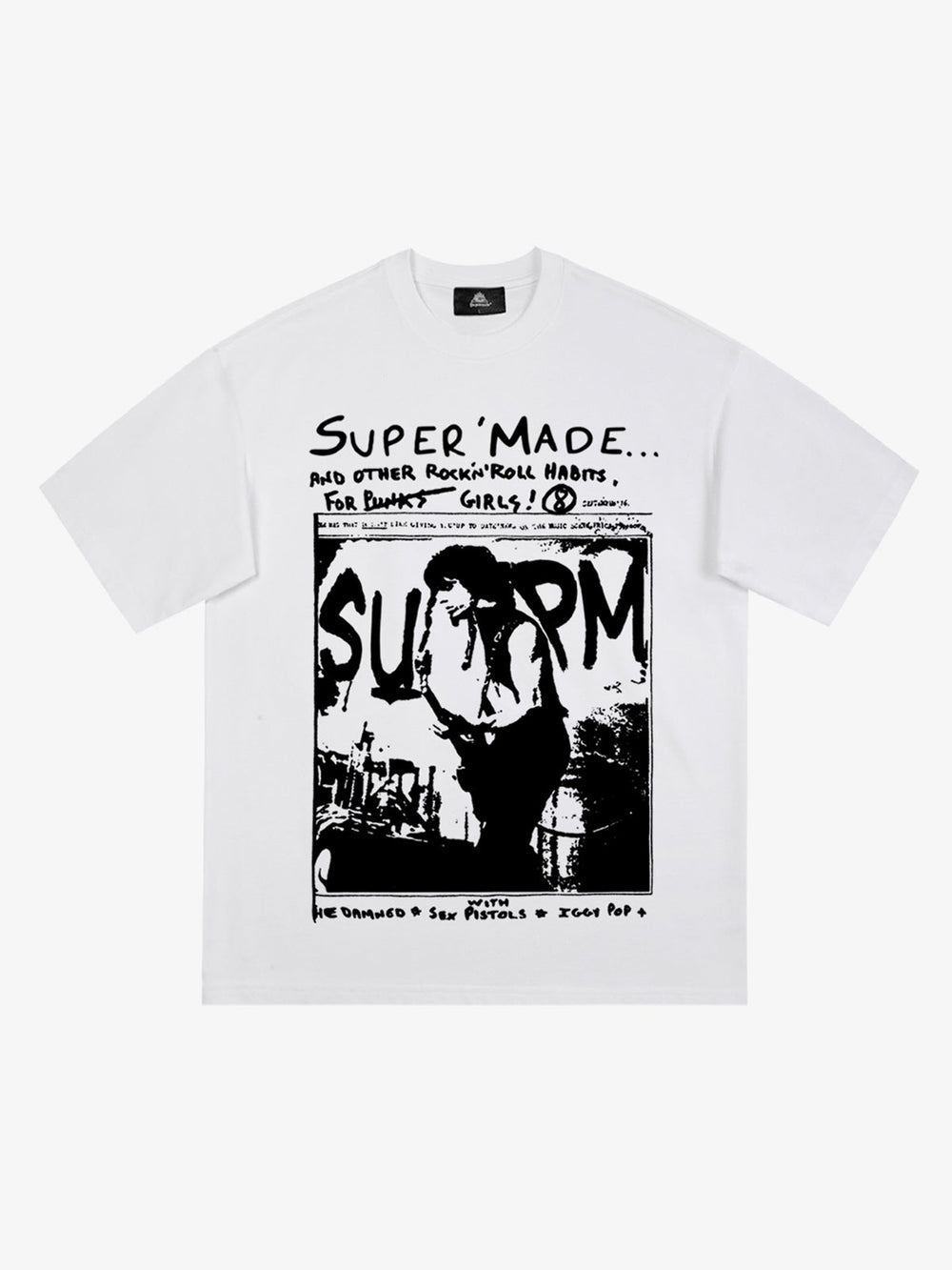 Vintage Washed Punk Graphic Print T-Shirt 