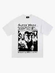 Vintage Washed Punk Graphic Print T-Shirt 