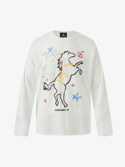 Horse Graphic Long Sleeve T-Shirt