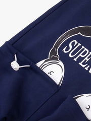 Playful Graphic Double-Waist Layered Sweatpants