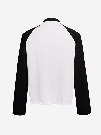 Leopard Patchwork Letter Graphic Long Sleeve Tee