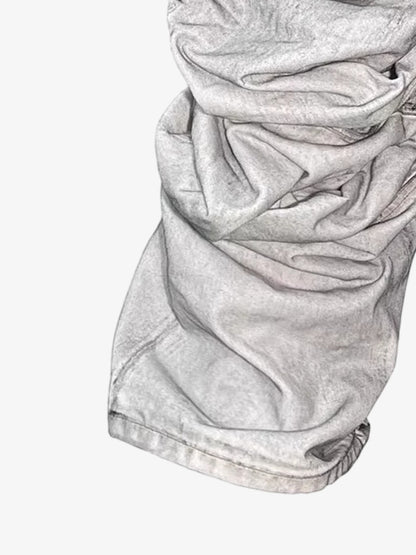 Distressed Ruched Wide Leg Denim Jeans