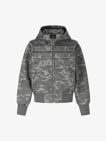 Napoleon Camo Cropped Zip-Up Hoodie