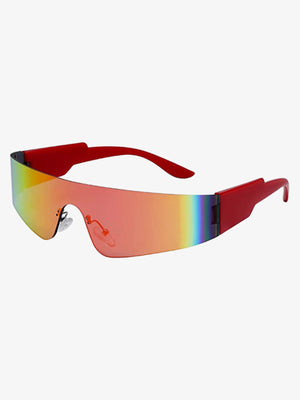 Stylish Rainbow Reflective Shield Sunglasses for Outdoor Activities 