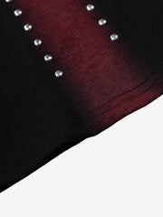 T-shirt en coton noir avec empiècement rouge dégradé