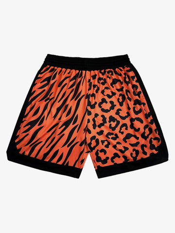 Moisture-Wicking Split Leopard Mixed Sport Shorts 