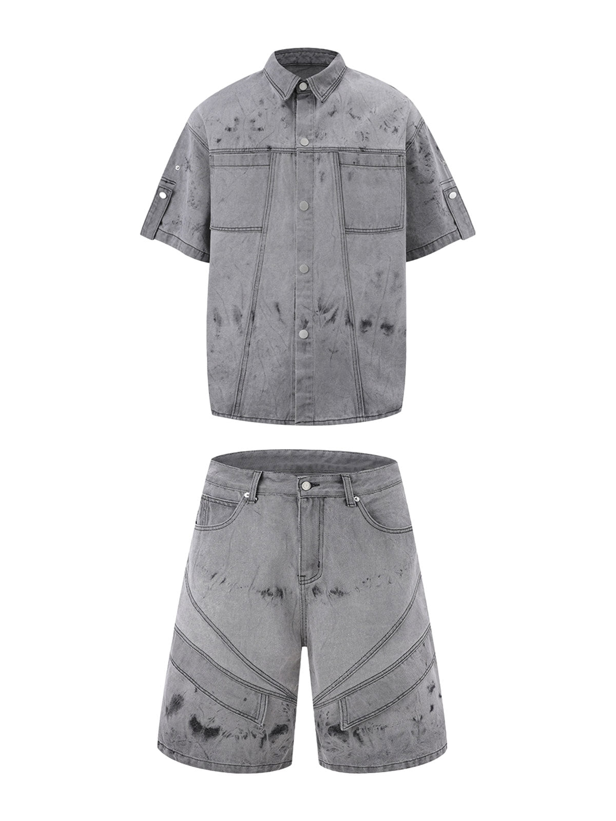 Distressed Washed Workwear Denim Set
