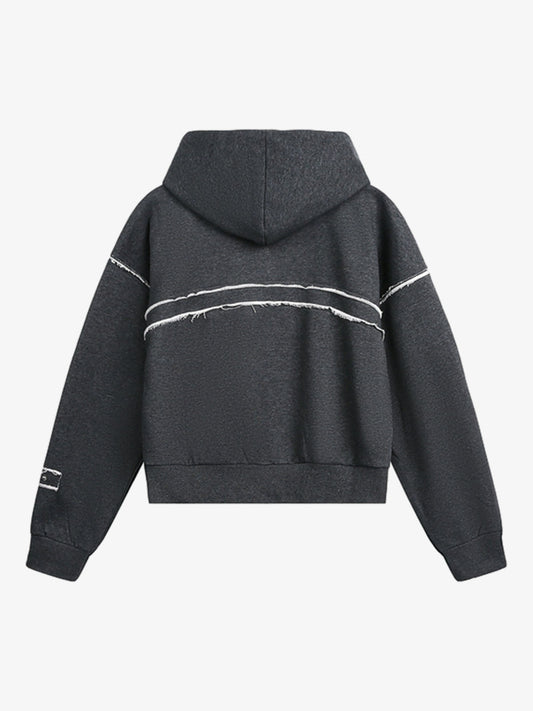 Stylish Distressed Hoodie with Zip-Up Design for Casual Wear 