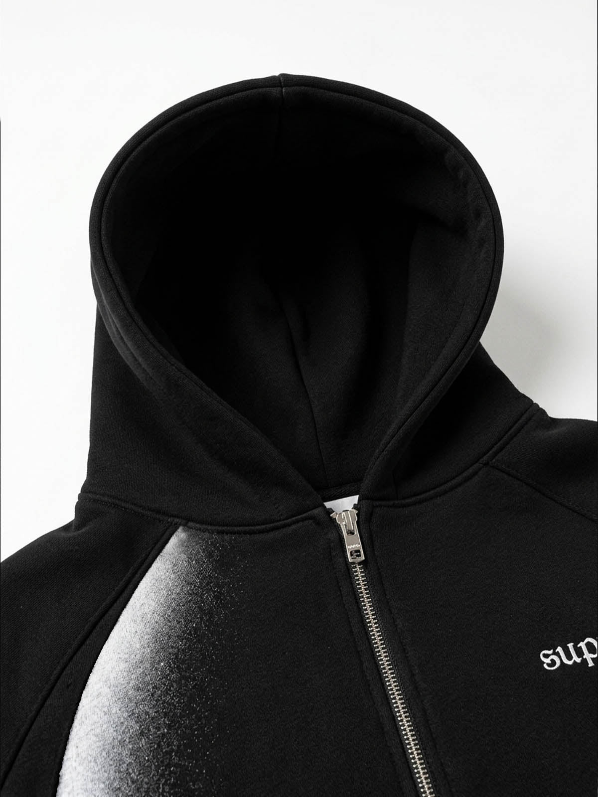 Curved Stripe Zip Hoodie & Wide-Leg Sweatpants Set