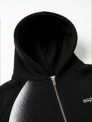 Curved Stripe Zip Hoodie & Wide-Leg Sweatpants Set