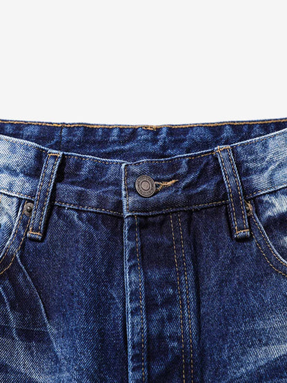 Washed Distressed Wrinkled Dyed Jeans 