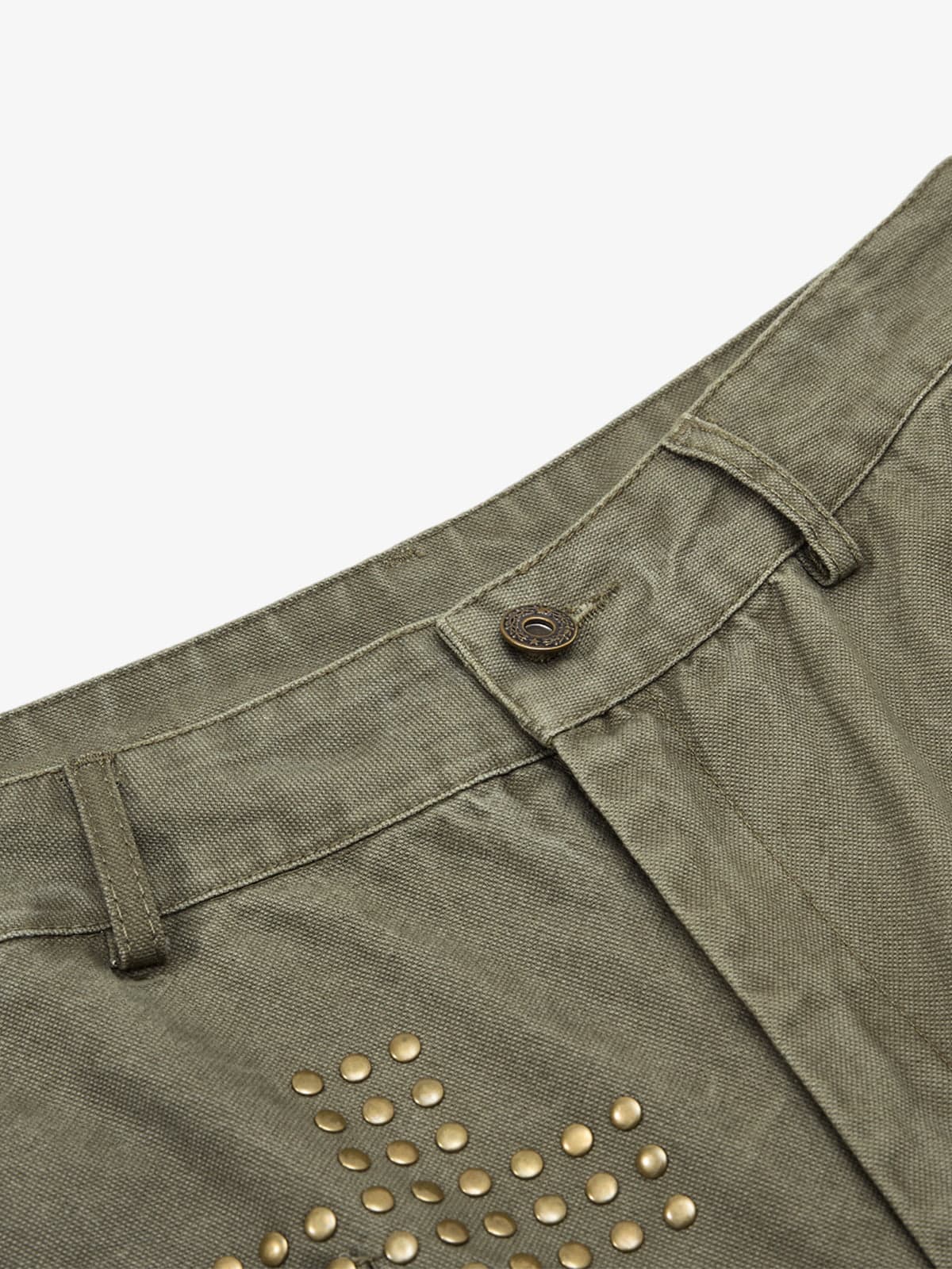 Vintage Utility Studded Cross Straight Leg Pants 