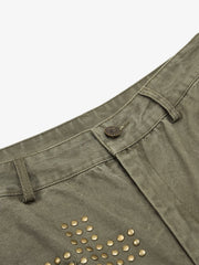 Vintage Utility Studded Cross Straight Leg Pants 