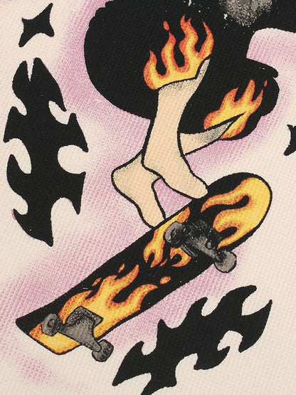 Cotton Waffle Knit Graphic T-Shirt with The Supermade Records Print for Men 