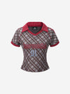 T-shirt slim fit à revers à carreaux style années 2000