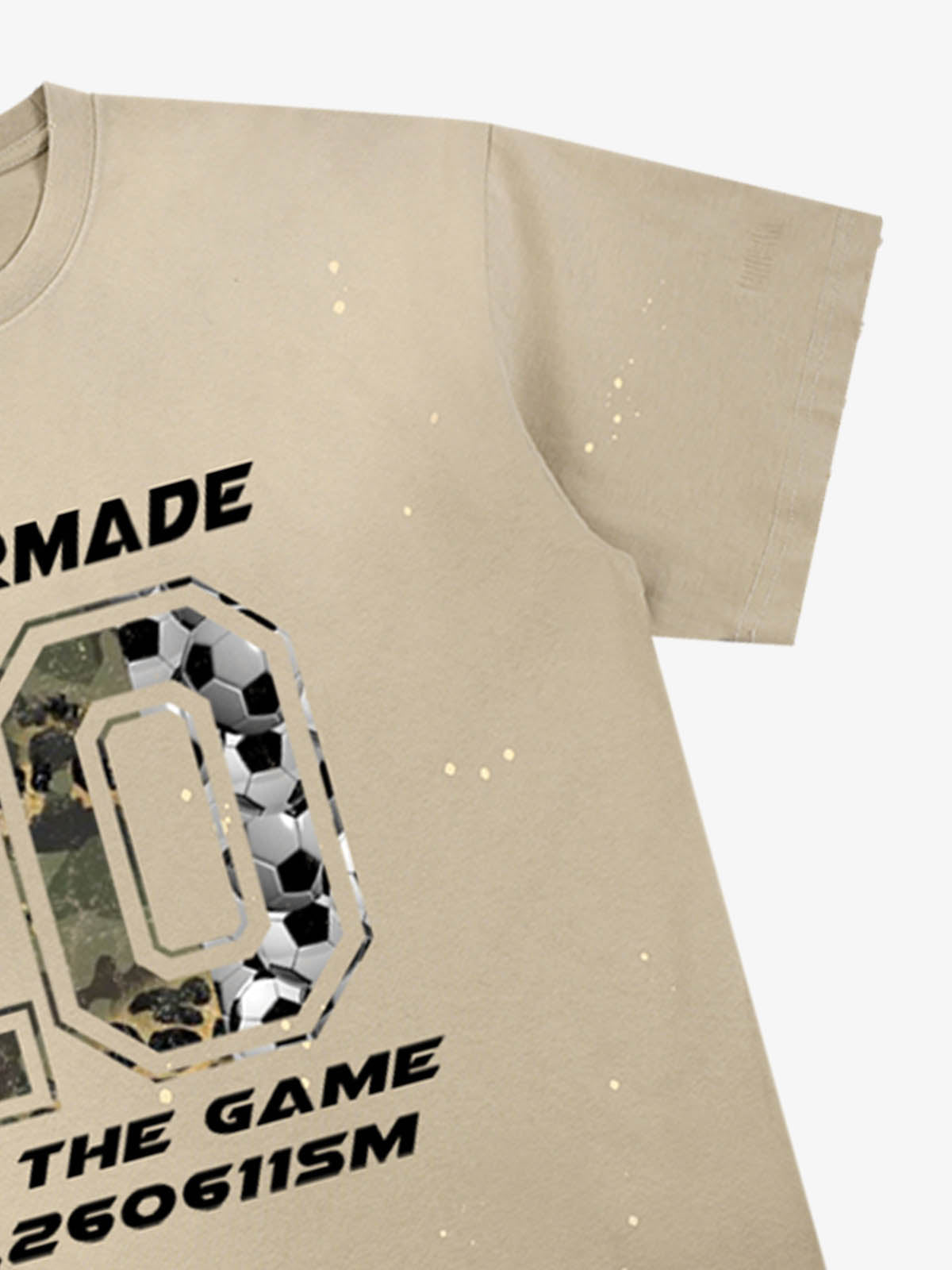 Cotton Supermade 10 Graphic T-Shirt with Camo and Soccer Ball Print for Casual Wear 