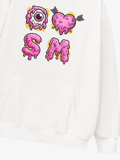 Dripping Heart & Eye Graphic Hoodie for Trendy Looks 