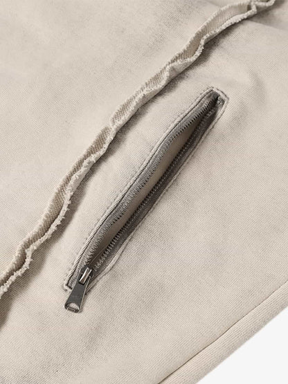 Retro Asymmetric Zip Up Deconstructed Hoodie 