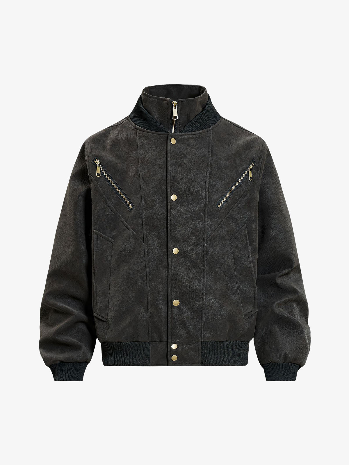 Zipper-Detail Structured Biker Jacket