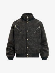 Zipper-Detail Structured Biker Jacket