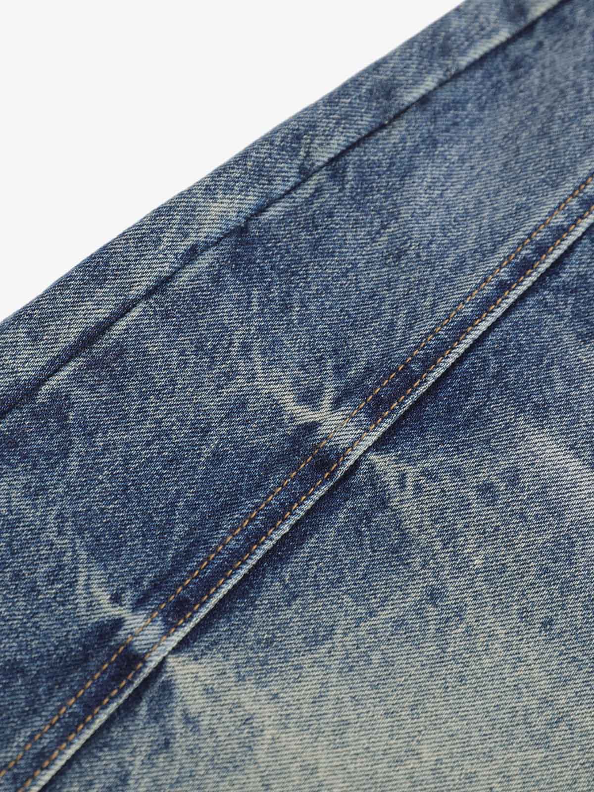 Panel Stitch Wide Leg Denim Jorts 