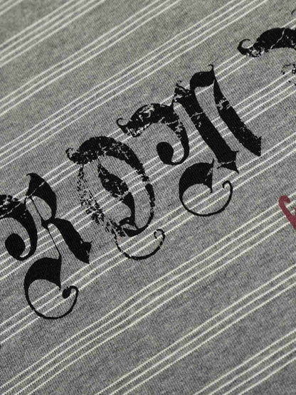 Striped Gothic Letter Graphic Long Sleeve T-Shirt