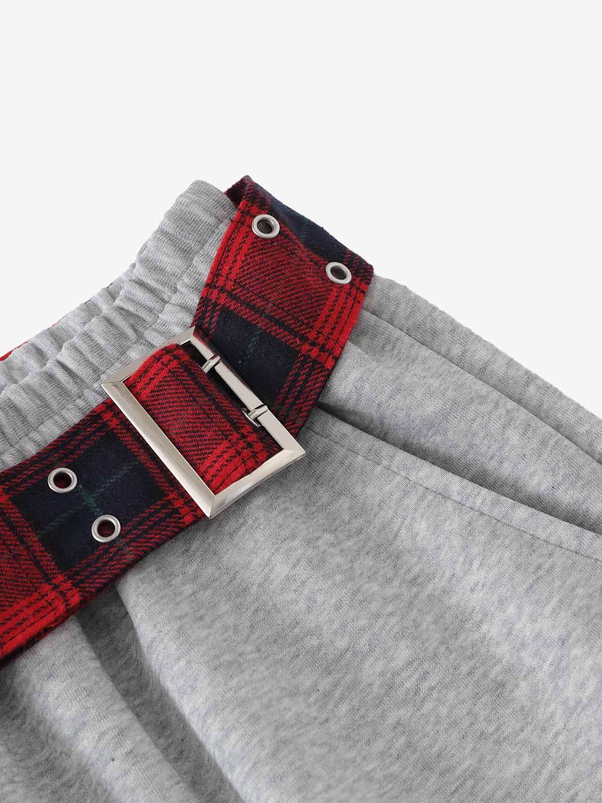 Plaid Embroidered Sweatpants