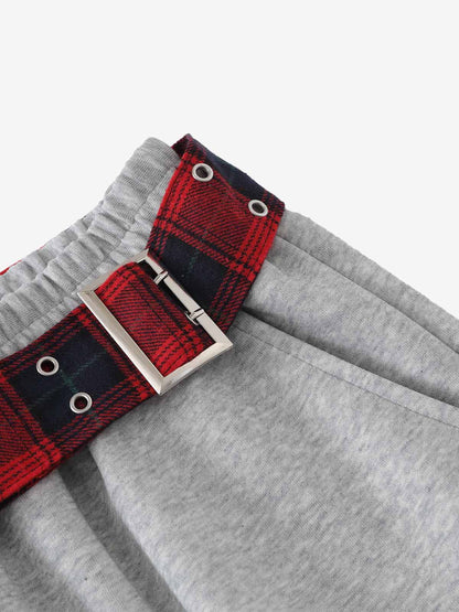 Plaid Embroidered Sweatpants