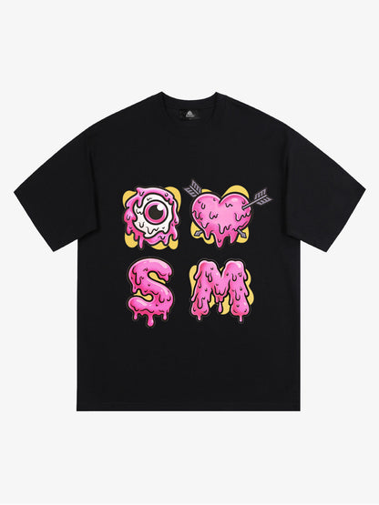 Thesupermade eyeball and love graffiti declaration T-shirt 