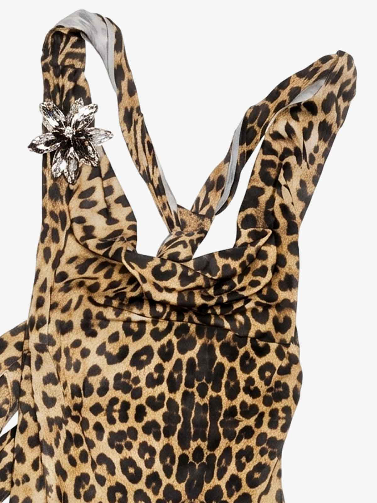 Leopard Cowl Neck Tie-Back Backless Vest