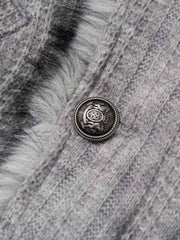 Striped Faux-Fur Collar Puffer Coat